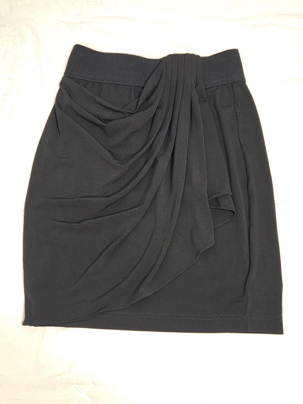 Black Draped Waistband Pencil Skirt